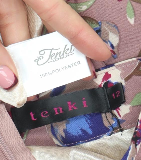 Tenki Women's Pink Floral Ruffle Shift Dress Size 12