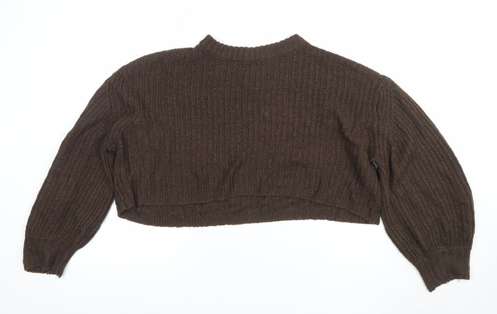 Sweatshop Women Brown Wool Chunky Knit Jumper Size 14