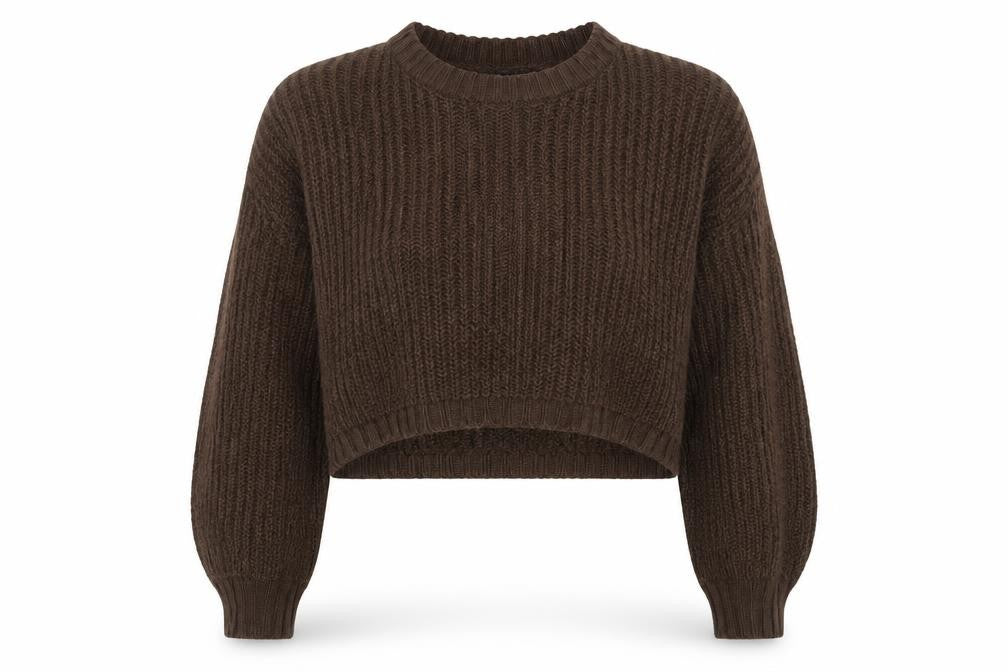 Sweatshop Women Brown Wool Chunky Knit Jumper Size 14