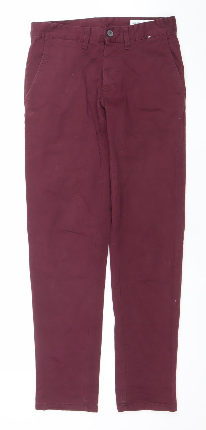 Denim Co. Men's Red Slim Fit Chino Trousers W28 L32