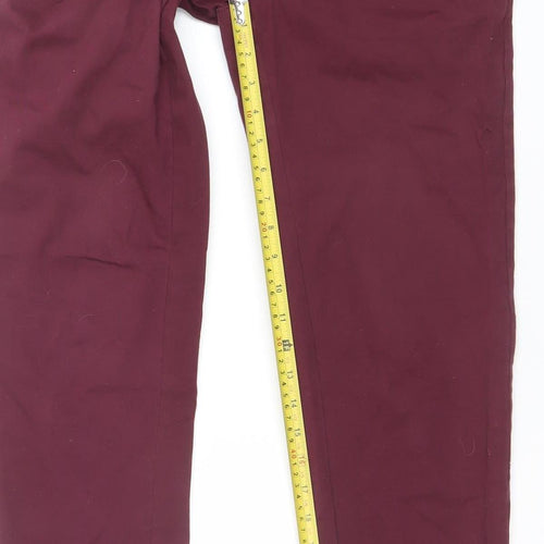Denim Co. Men's Red Slim Fit Chino Trousers W28 L32