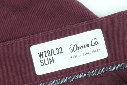 Denim Co. Men's Red Slim Fit Chino Trousers W28 L32