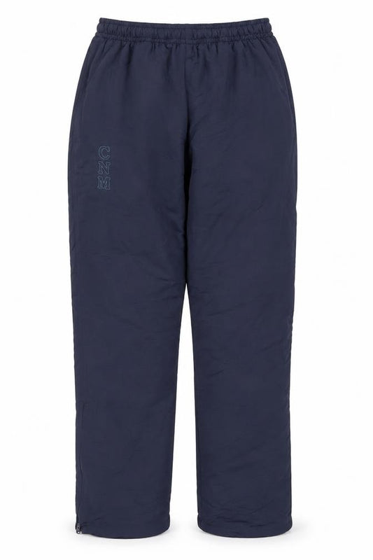 Front view of Virginian Sportswear men’s blue nylon track pants, size S, regular fit