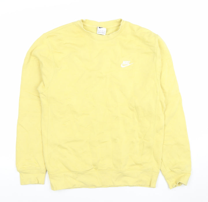 Nike Women Yellow Crew Neck Pullover Sweatshirt XS Cotton Blend