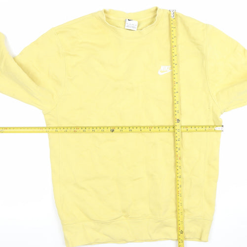 Nike Women Yellow Crew Neck Pullover Sweatshirt XS Cotton Blend