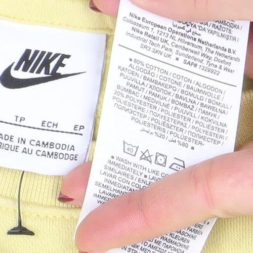 Nike Women Yellow Crew Neck Pullover Sweatshirt XS Cotton Blend