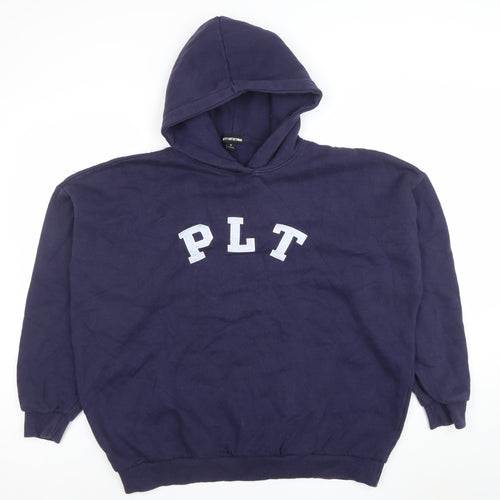 PrettyLittleThing Navy Blue Women's Pullover Hoodie Size M Cotton Blend