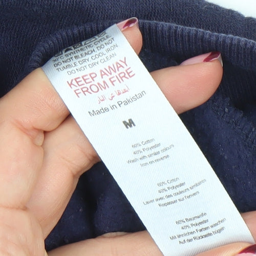 PrettyLittleThing Navy Blue Women's Pullover Hoodie Size M Cotton Blend