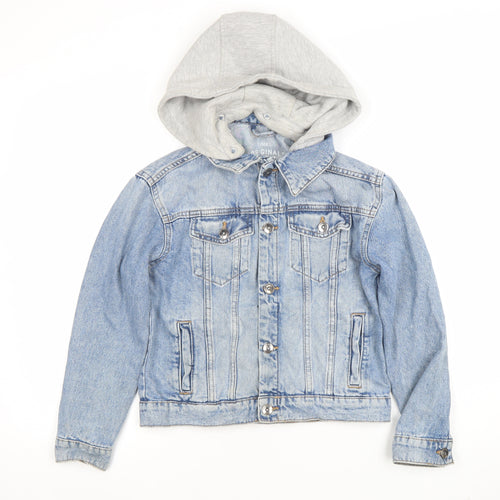 Marks and Spencer Girls Blue Denim Jacket with Detachable Hood - 11 Years