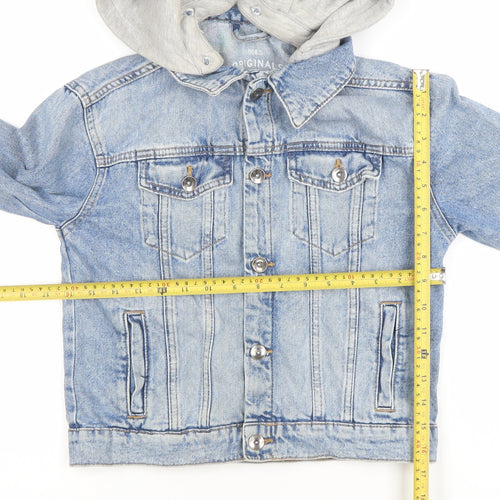 Marks and Spencer Girls Blue Denim Jacket with Detachable Hood - 11 Years