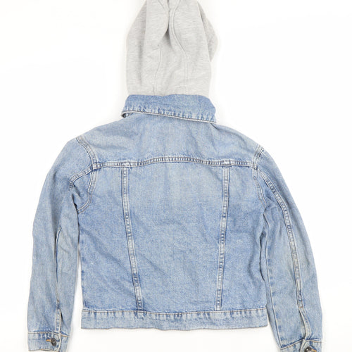 Marks and Spencer Girls Blue Denim Jacket with Detachable Hood - 11 Years