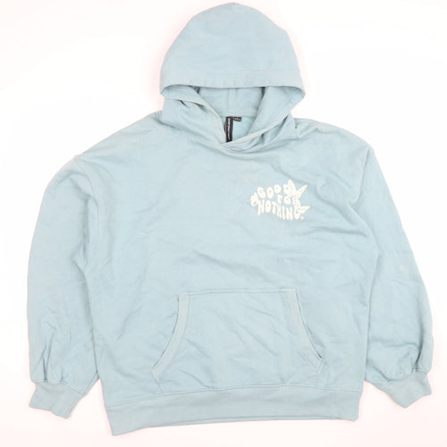 Good For Nothing Women's Blue Pullover Hoodie Small Butterfly Graphic
