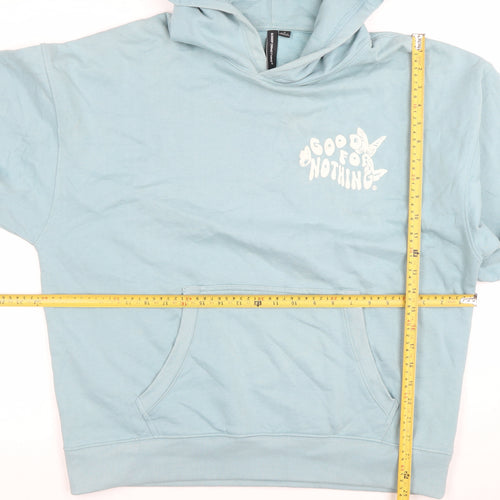 Good For Nothing Women's Blue Pullover Hoodie Small Butterfly Graphic