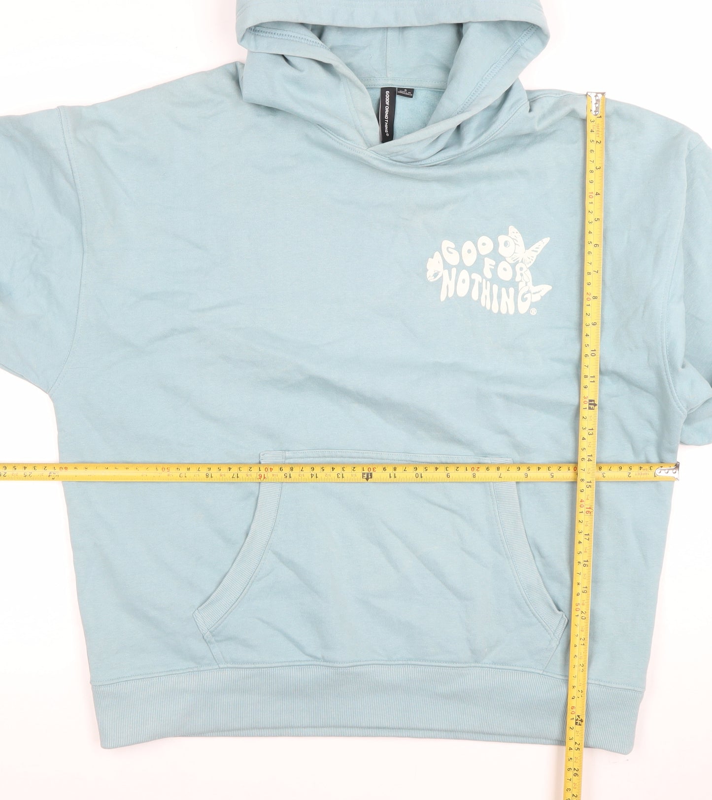 Good For Nothing Women's Blue Pullover Hoodie Small Butterfly Graphic