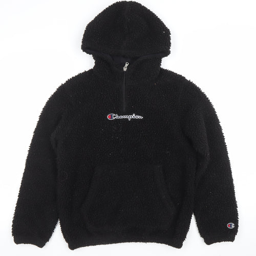 Champion Girls Black Fleece 1/4 Zip Pullover Hoodie Size L
