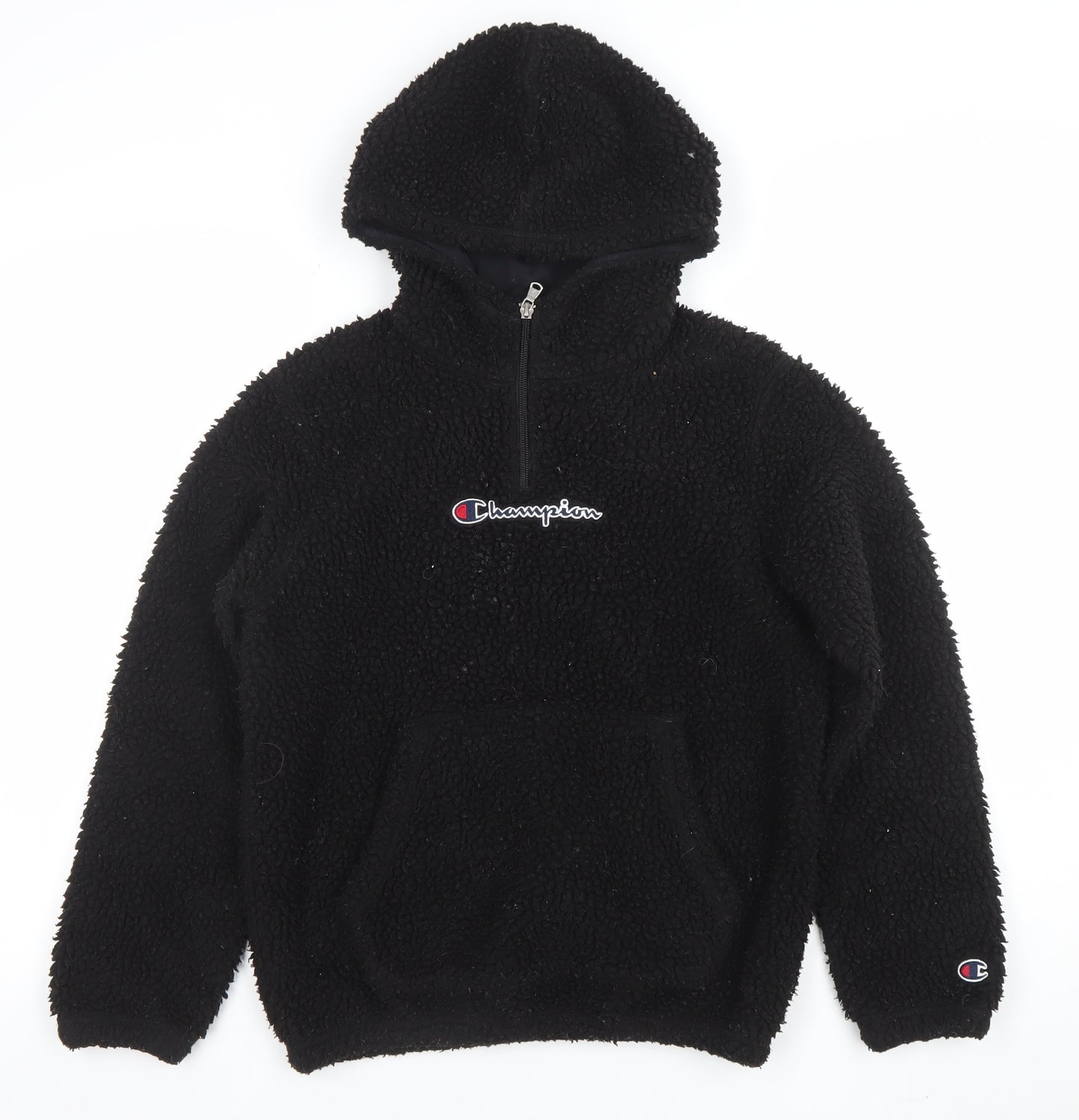 Champion Girls Black Fleece 1/4 Zip Pullover Hoodie Size L