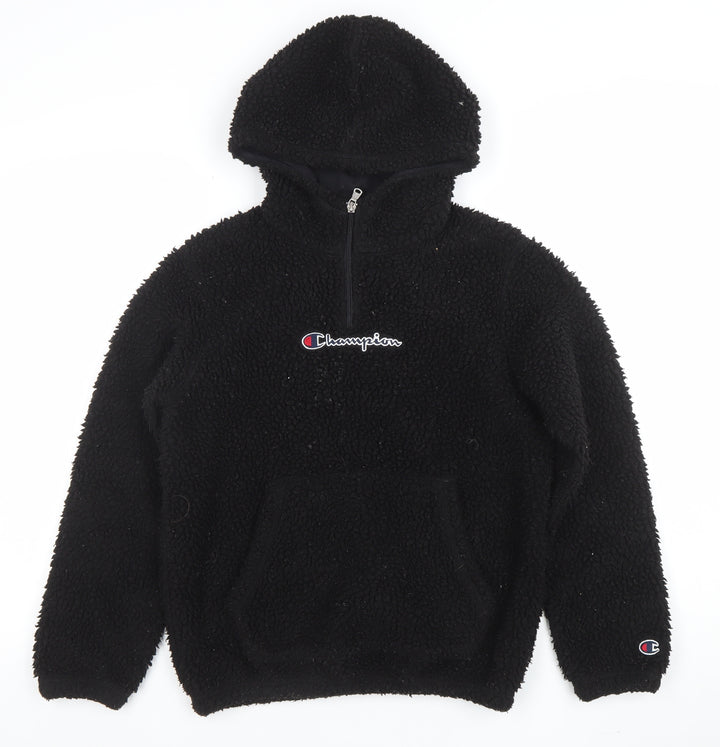 Champion Girls Black Fleece 1/4 Zip Pullover Hoodie Size L
