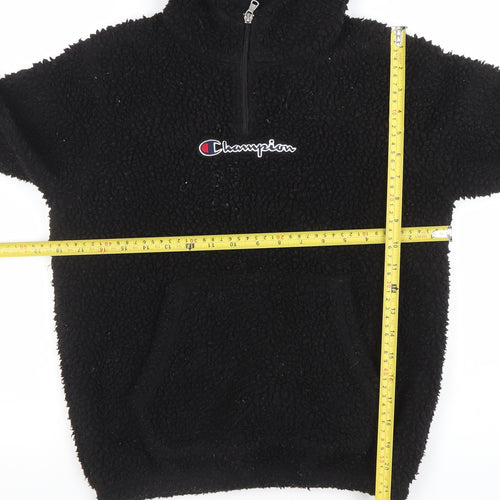 Champion Girls Black Fleece 1/4 Zip Pullover Hoodie Size L