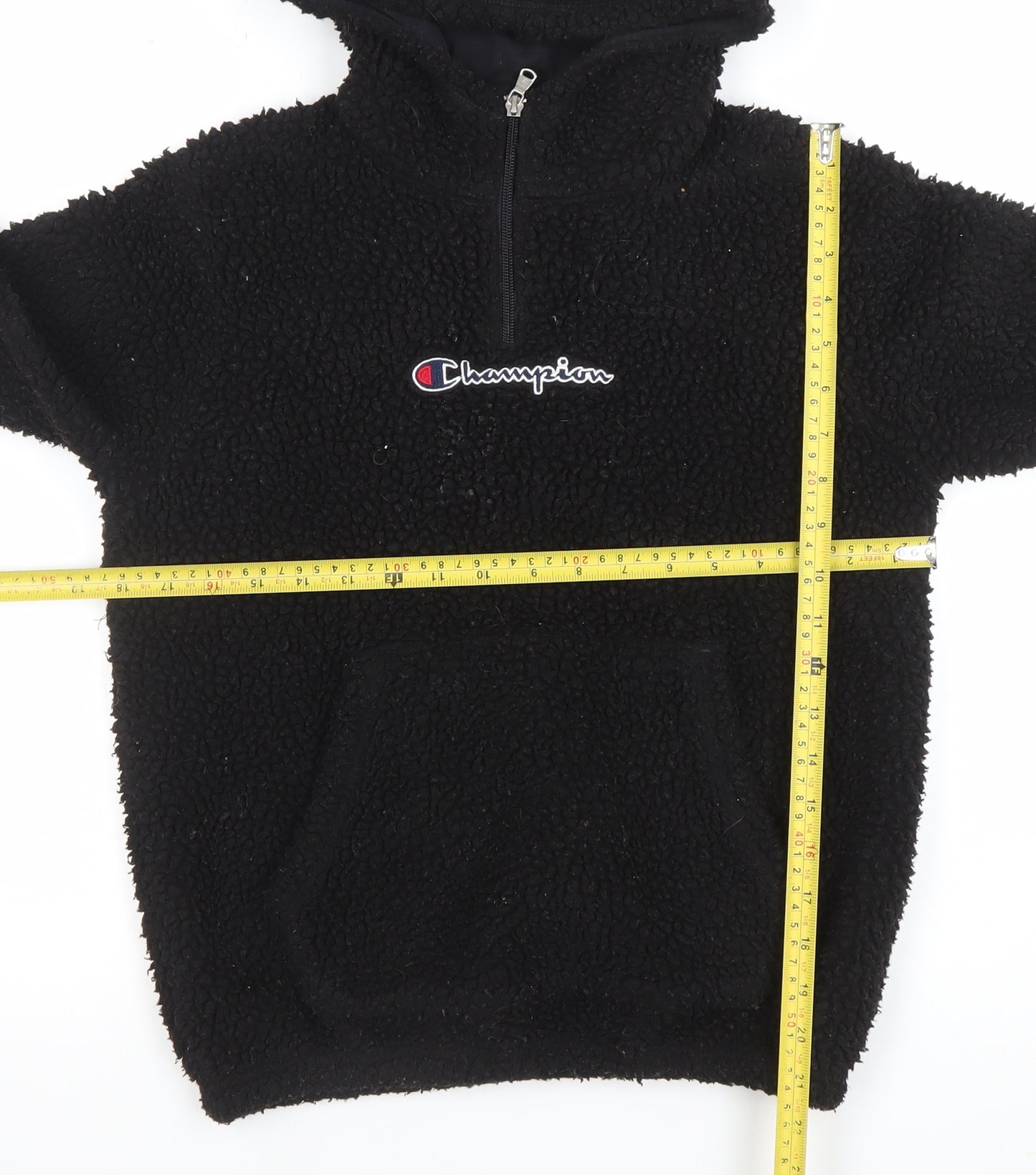 Champion Girls Black Fleece 1/4 Zip Pullover Hoodie Size L