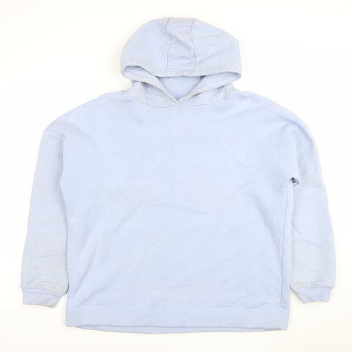 Gallery Women’s Blue Hooded Pullover Sweatshirt UK M Cotton Blend