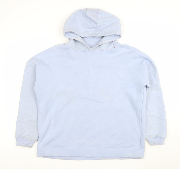 Gallery Women’s Blue Hooded Pullover Sweatshirt UK M Cotton Blend