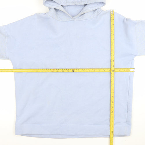 Gallery Women’s Blue Hooded Pullover Sweatshirt UK M Cotton Blend