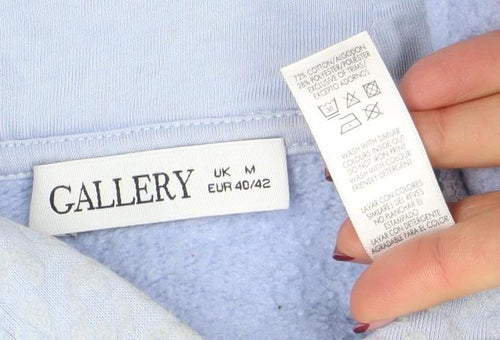 Gallery Women’s Blue Hooded Pullover Sweatshirt UK M Cotton Blend