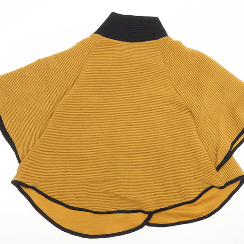 Quiz Women Brown Short Cape Jacket S/M Knit Zip Collar