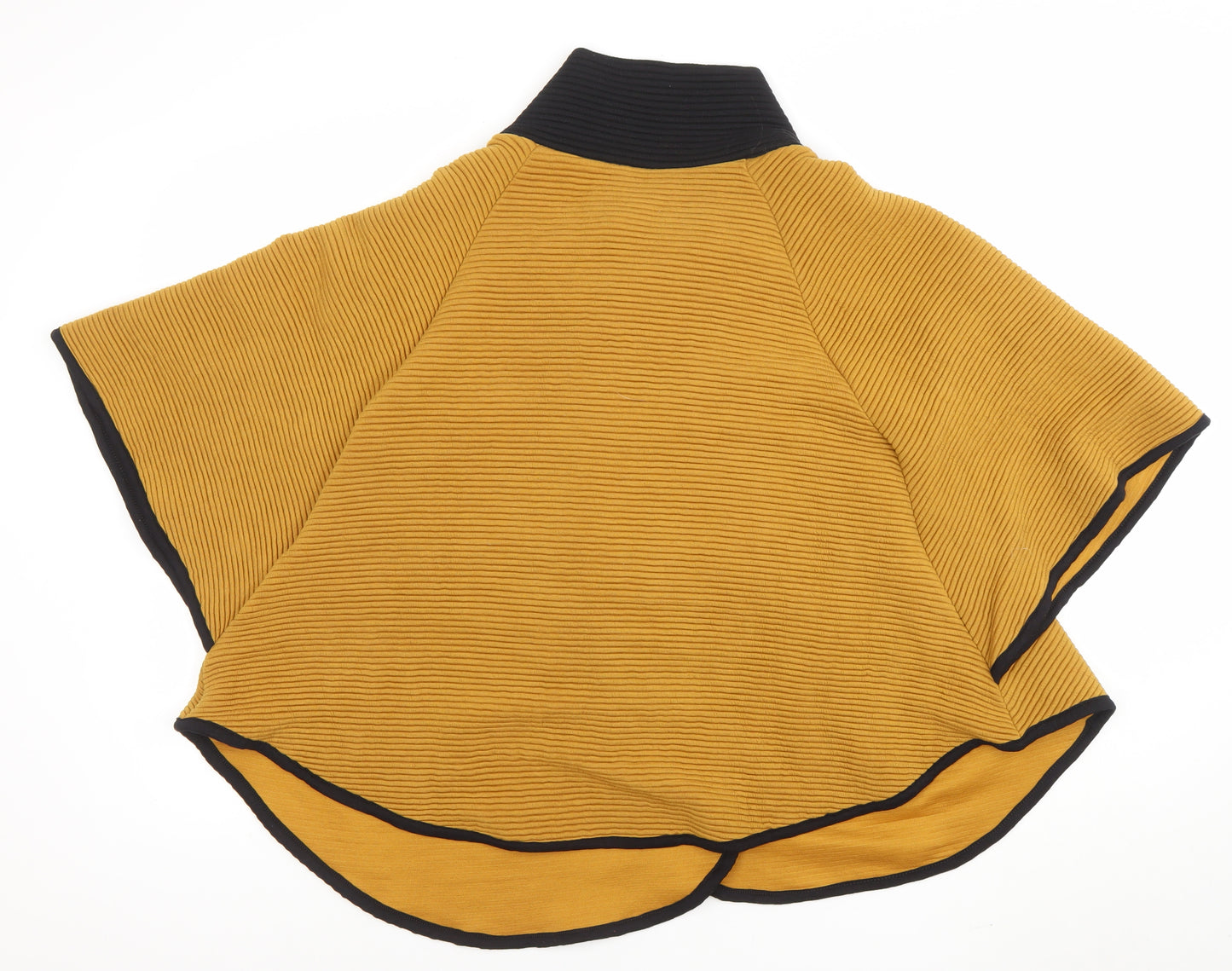 Quiz Women Brown Short Cape Jacket S/M Knit Zip Collar