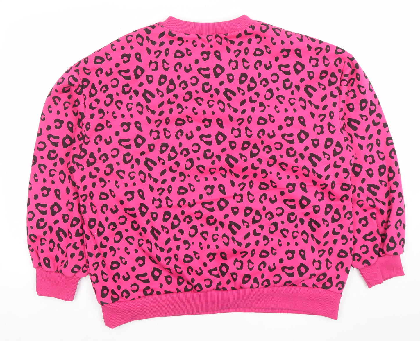 QED London Womens Pink Leopard Print Pullover Sweatshirt M/L