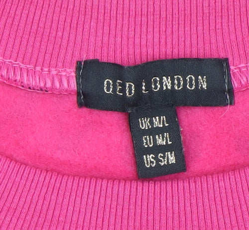 QED London Womens Pink Leopard Print Pullover Sweatshirt M/L