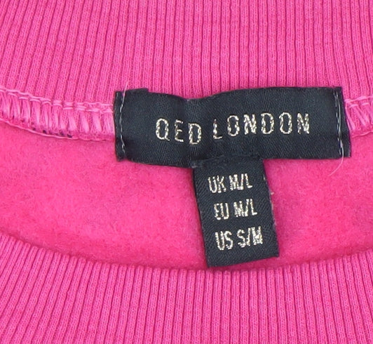 QED London Womens Pink Leopard Print Pullover Sweatshirt M/L