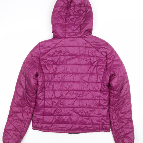 Bershka Girls Purple Hooded Quilted Puffer Jacket - Size 8 Years
