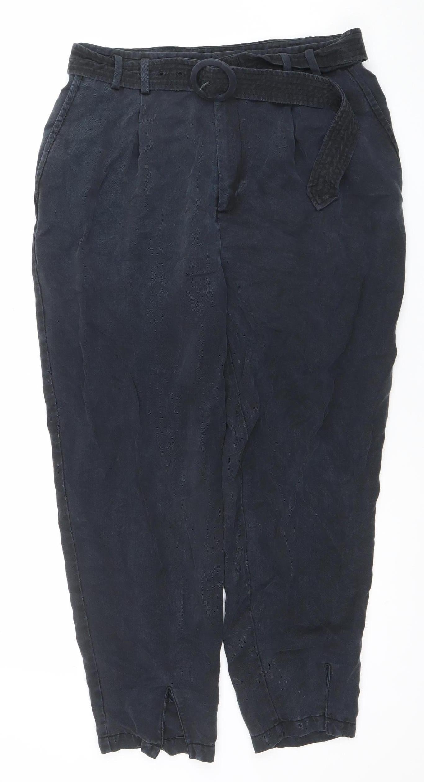Ted Baker Women’s Blue High Waist Paperbag Tapered Trousers Size 10