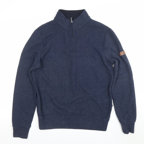 Mistral Clothing Co. Men's Blue 1/4 Zip High Neck Cotton Blend Sweatshirt M