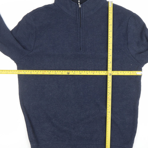 Mistral Clothing Co. Men's Blue 1/4 Zip High Neck Cotton Blend Sweatshirt M