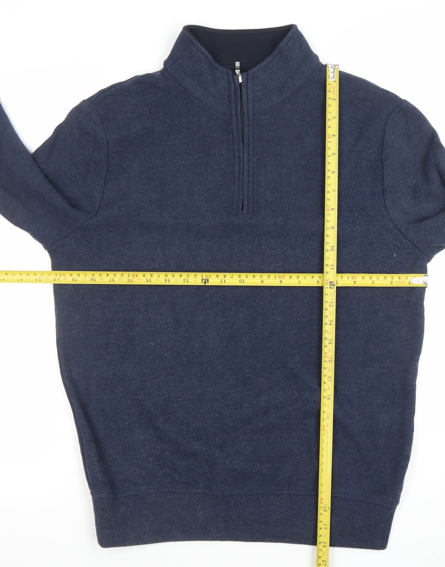 Mistral Clothing Co. Men's Blue 1/4 Zip High Neck Cotton Blend Sweatshirt M