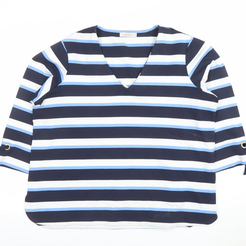 Marks and Spencer Women’s Navy Stripe V-Neck Blouse UK 20
