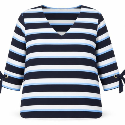 Marks and Spencer Women’s Navy Stripe V-Neck Blouse UK 20