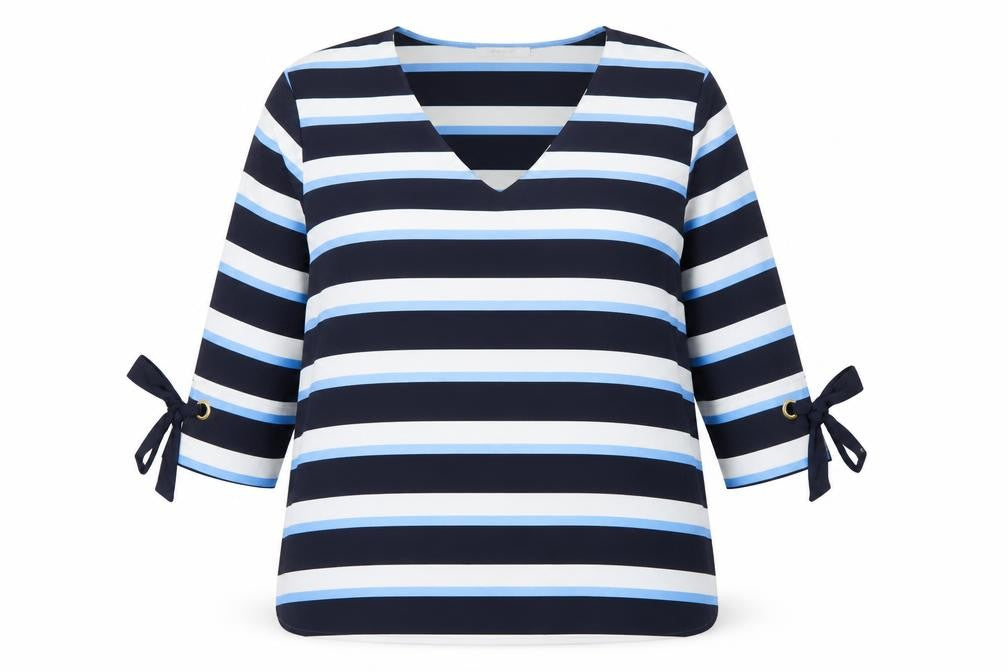 Marks and Spencer Women’s Navy Stripe V-Neck Blouse UK 20
