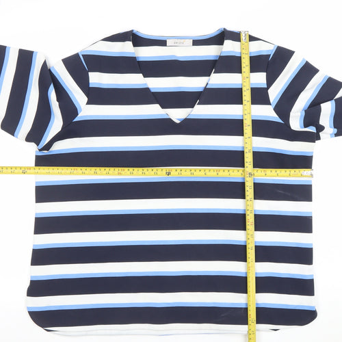 Marks and Spencer Women’s Navy Stripe V-Neck Blouse UK 20
