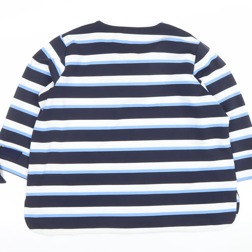 Marks and Spencer Women’s Navy Stripe V-Neck Blouse UK 20