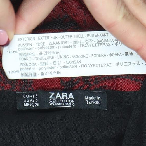 ZARA Women Red Floral Wrap Midi Skirt Size S Polyester