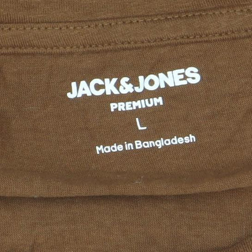 Jack & Jones Men’s Brown Graphic T-Shirt L Urban Legend Motorcycle Design