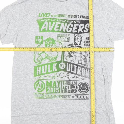 Marvel Men’s Grey Hulk vs Ultron Avengers Graphic T-Shirt Medium