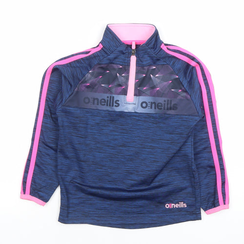O’Neills Girls Blue Pink 1/4 Zip Long Sleeve Sports Top Age 3-4 Years