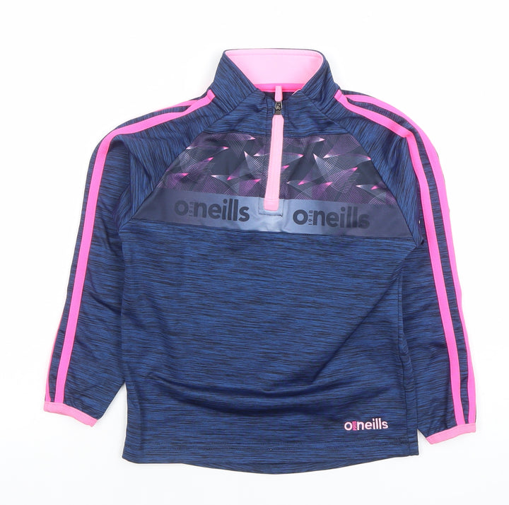 O’Neills Girls Blue Pink 1/4 Zip Long Sleeve Sports Top Age 3-4 Years