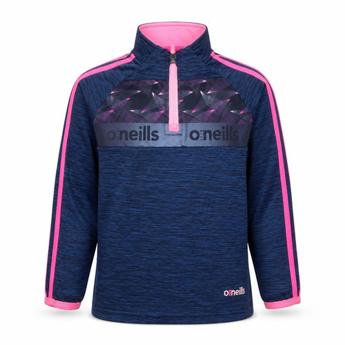 O’Neills Girls Blue Pink 1/4 Zip Long Sleeve Sports Top Age 3-4 Years