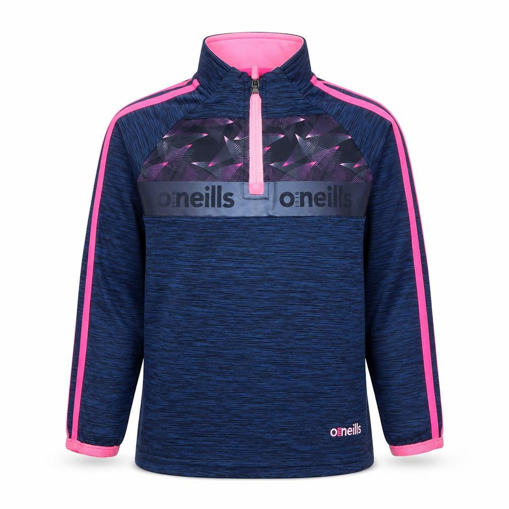 O’Neills Girls Blue Pink 1/4 Zip Long Sleeve Sports Top Age 3-4 Years