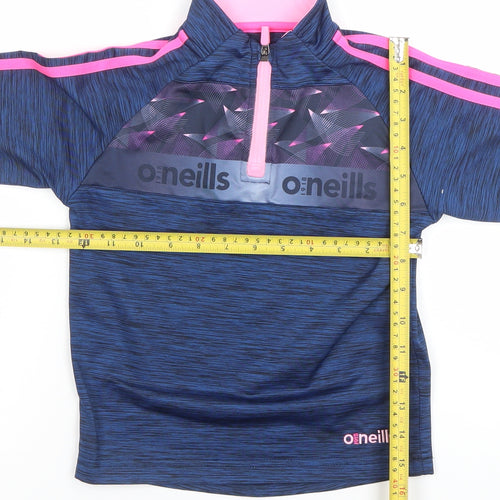 O’Neills Girls Blue Pink 1/4 Zip Long Sleeve Sports Top Age 3-4 Years